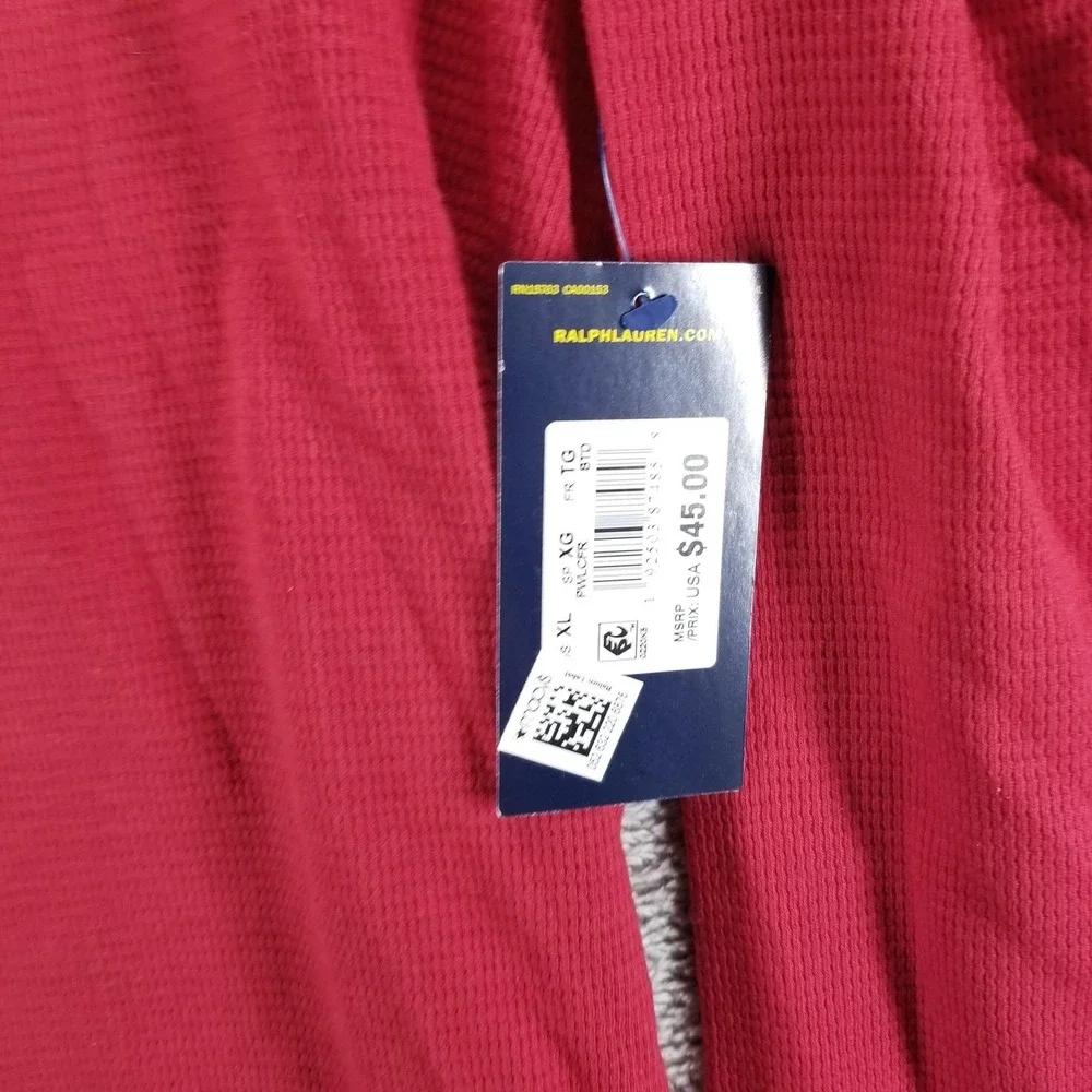 Polo Ralph Lauren Pajama Top Mens XL Red Thermal Sleepwear Crew Neck Long Sleeve